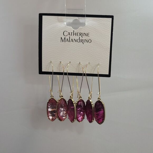 BRAND NEW  CATHERINE MALANDRINO 3-PACK STATEMENT GEMSTONE DROP EARRINGS - Picture 2 of 12